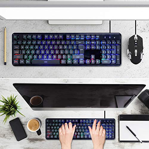 ASHATA Wired Keyboard and Mouse Combo,Portable Corded Gaming Keyboard and Mouse Set with Cool Lighting Effects,Support for Win7 / Win8 / Win10