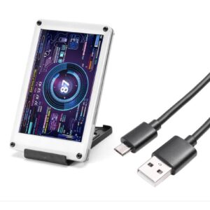 3.5inch IPS USB Mini Screen, Computer Temp Monitor, Dimmable Theme Editor PC CPU Data Monitor, PC Temperature Display for PC ARGB Computer Case Secondary Screen