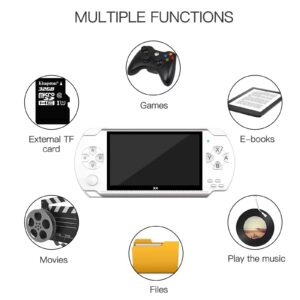 New 4.3" Full Color High-Speed Crisp TFT Widescreen Video Game Console Built-in 10000 Games, with Mini 5P USB, 3.5mm AUX Earphone Output/TV Output, TF Card Holder(White)