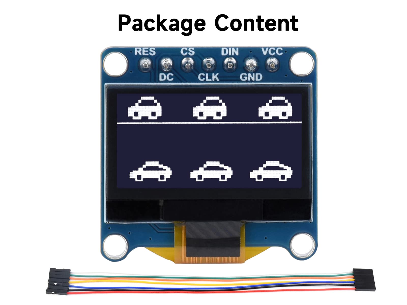 waveshare 0.96inch OLED Display Module for Raspberry Pi/Arduino/STM32, 128×64 Pixels Screen, White Display Color, 4-Wire SPI / I2C Communication Interfaces, 3.3V / 5V