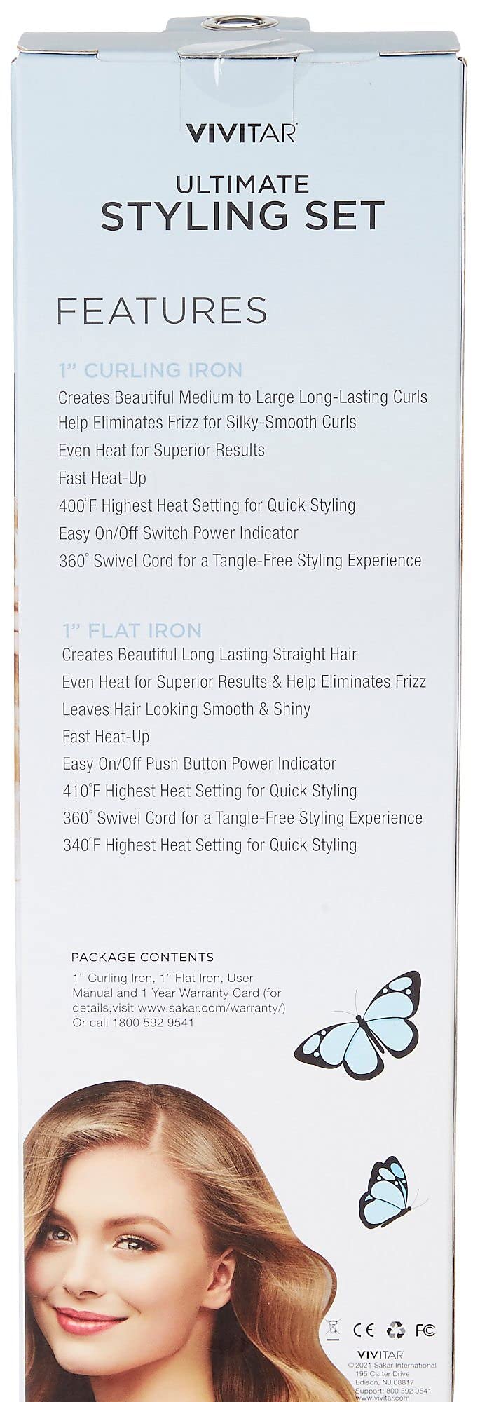 Vivitar Curling & Flat Iron Styling Set One Size Blue