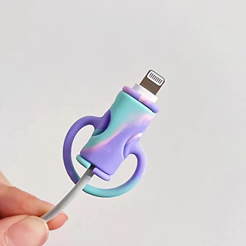 LUOCY 2 in 1 Data Cable Protector, 1/11Pcs Cute Silicone Data Cable Winder, Mini Data Cable Protective Cover, Phone Charger Data Cable Anti-Break Protection Storage Tool (G)