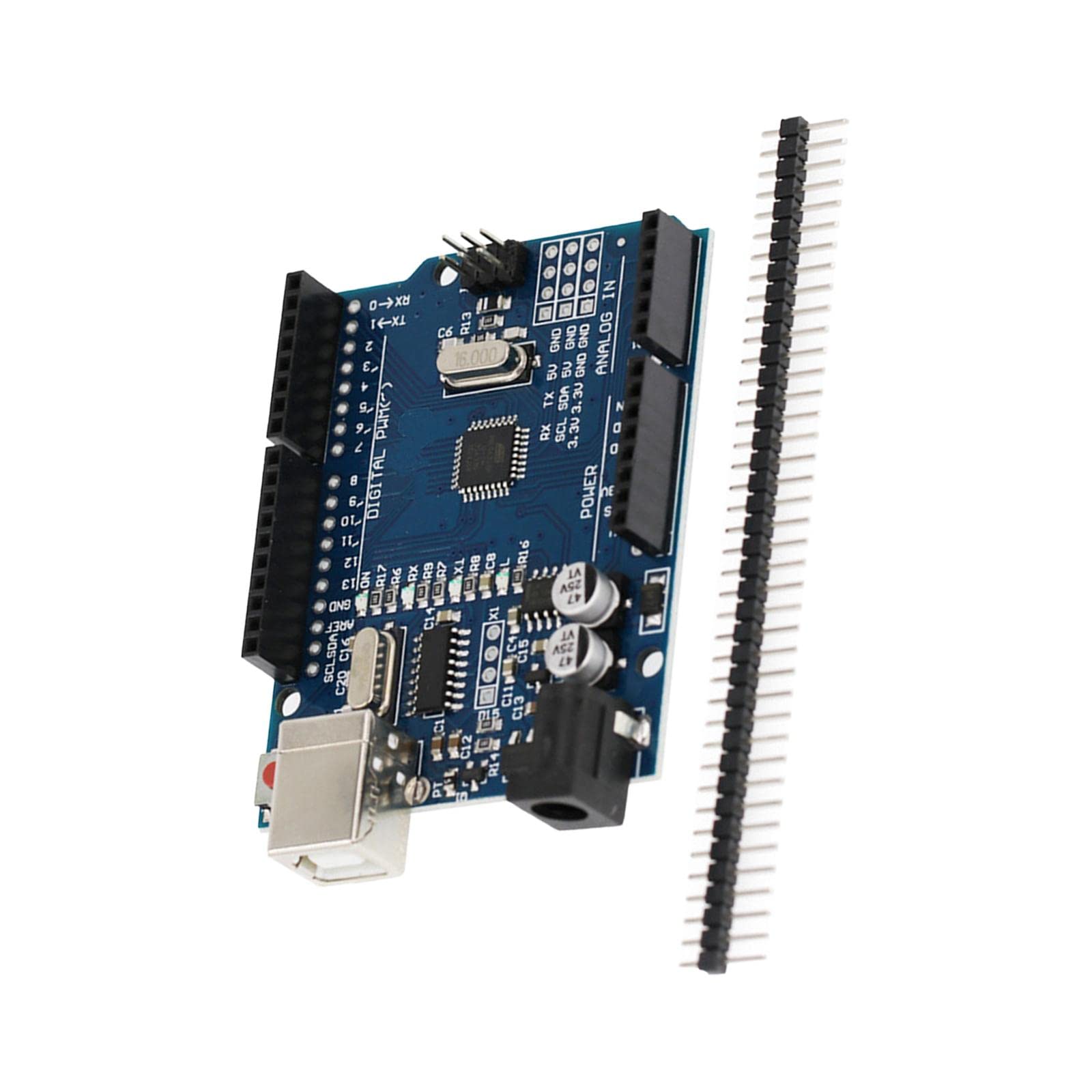 Development Board Replacement Spare Parts, High Performance, Premium with Pin Header Microcontroller Board ATmega328 Chip for Uno R3, Without Cable