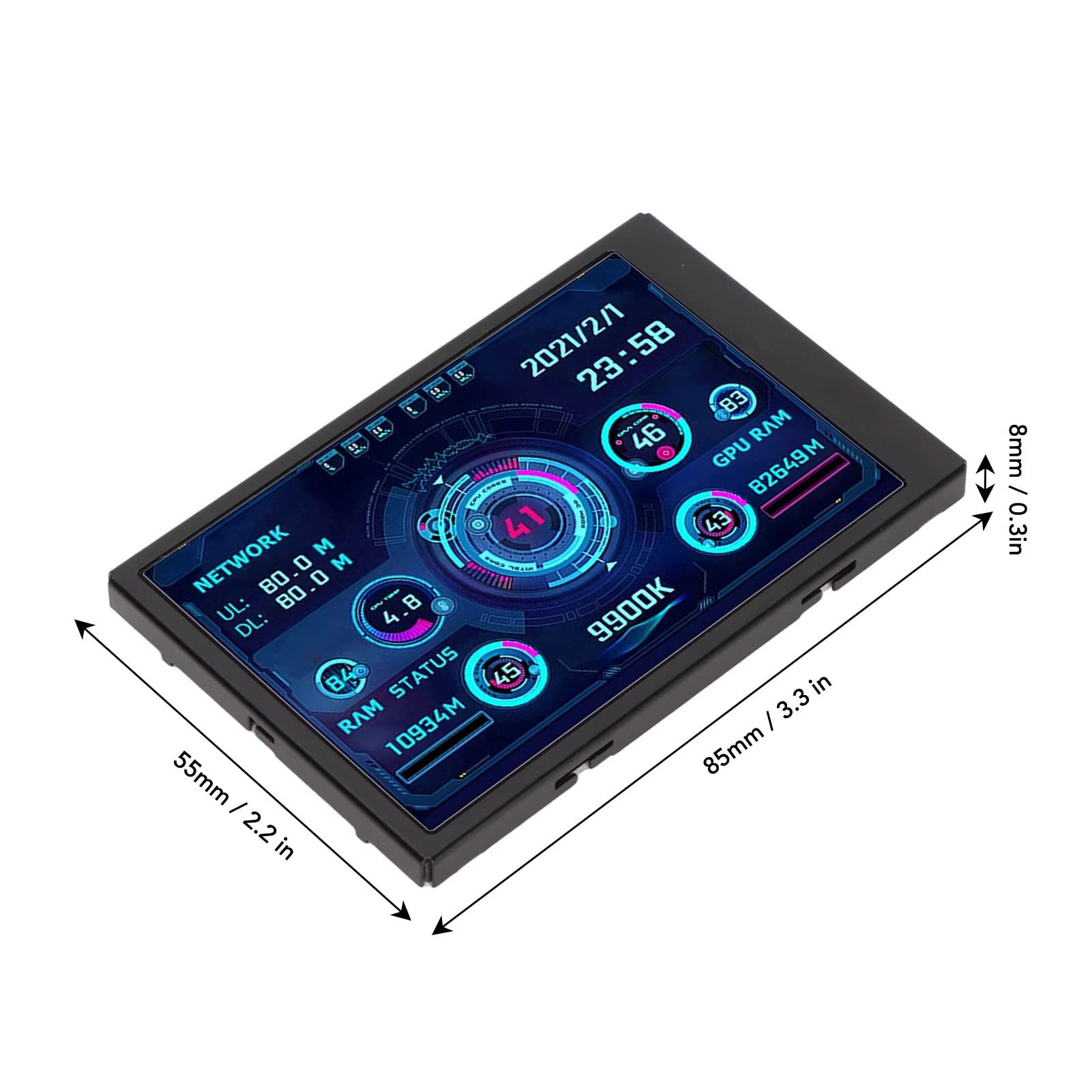 PC Temperature Display Screen, 3.5in IPS USB Mini Screen, PC Sensor Panel, AIDA64 PC CPU RAM Data Monitor, Only Support for Windows System.