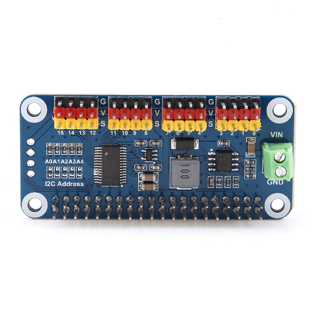 Raspberry Pi Expansion Board,Jadpes Steering Actuator Driver Board 16-Channel 2-Bit Resolution Raspberry Pi PWM Servo Motor IIC Interface Module for Robot