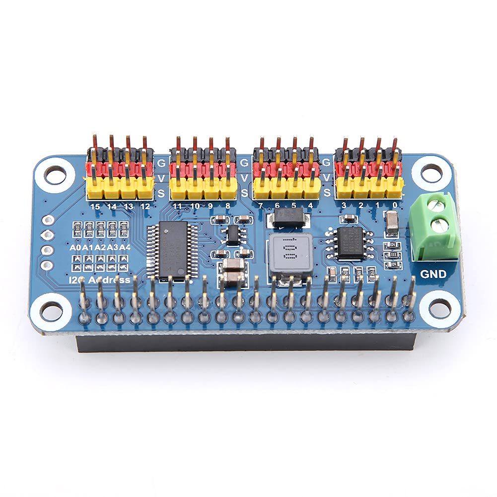 Raspberry Pi Expansion Board,Jadpes Steering Actuator Driver Board 16-Channel 2-Bit Resolution Raspberry Pi PWM Servo Motor IIC Interface Module for Robot