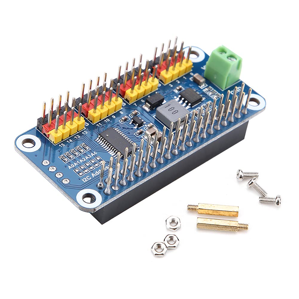 Raspberry Pi Expansion Board,Jadpes Steering Actuator Driver Board 16-Channel 2-Bit Resolution Raspberry Pi PWM Servo Motor IIC Interface Module for Robot