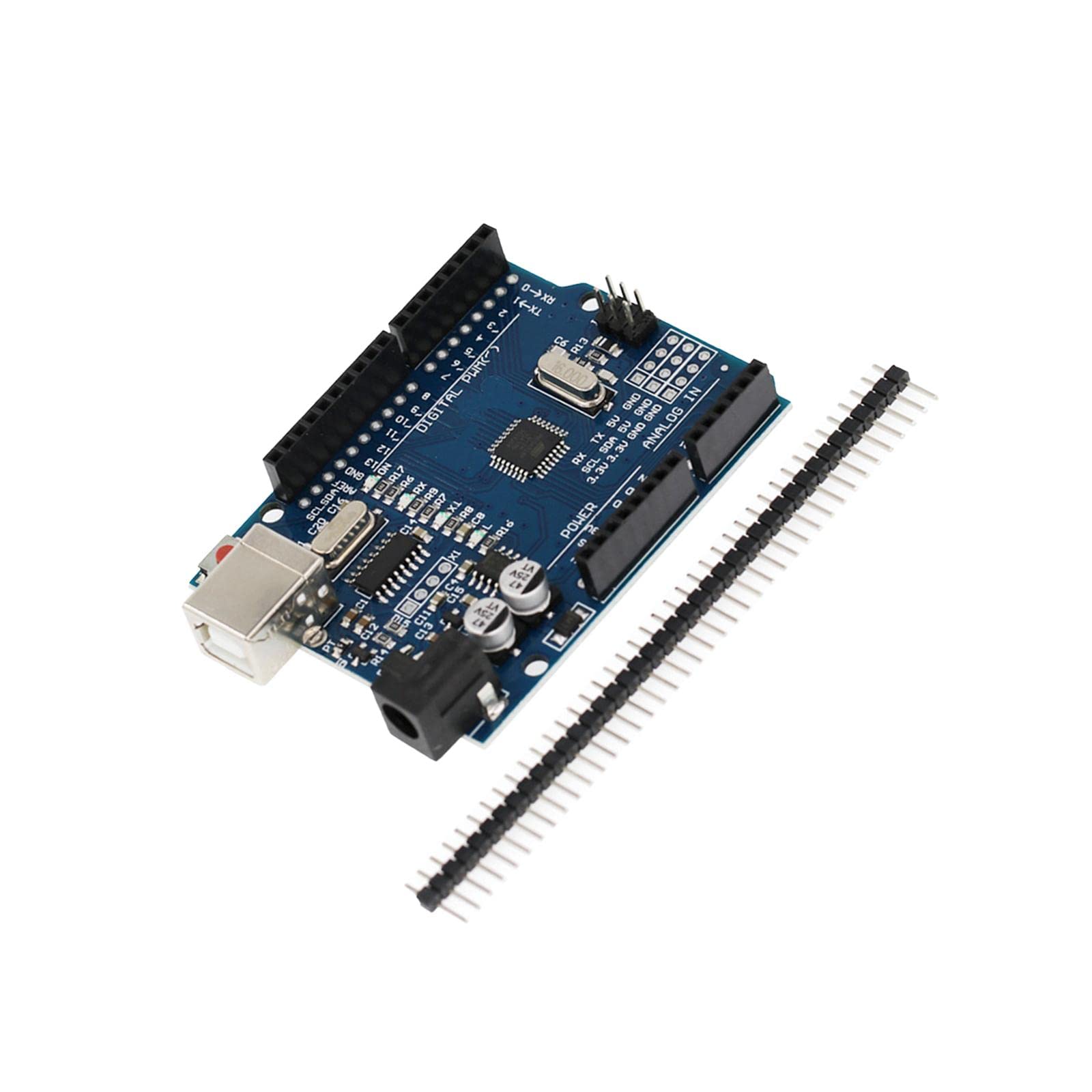 Development Board Replacement Spare Parts, High Performance, Premium with Pin Header Microcontroller Board ATmega328 Chip for Uno R3, Without Cable