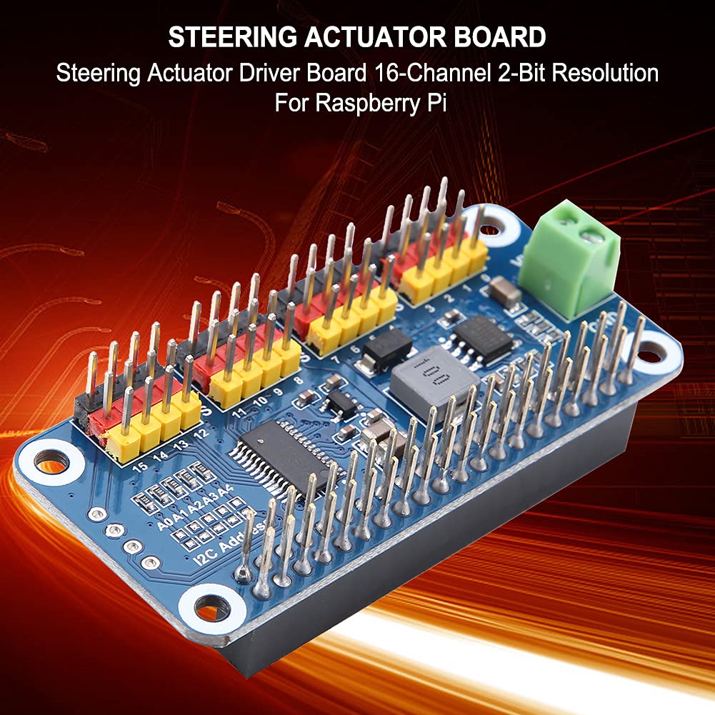 Raspberry Pi Expansion Board,Jadpes Steering Actuator Driver Board 16-Channel 2-Bit Resolution Raspberry Pi PWM Servo Motor IIC Interface Module for Robot