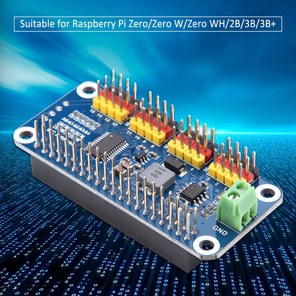 Raspberry Pi Expansion Board,Jadpes Steering Actuator Driver Board 16-Channel 2-Bit Resolution Raspberry Pi PWM Servo Motor IIC Interface Module for Robot