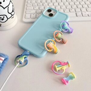 RJDJ 2 in 1 Data Cable Protector Cover, Cute Cable Winder Protection Tool, Cartoon Charger Cable Protector, USB Charger Cable Saver for Most Cellphone Data Lines (10PC-1set)