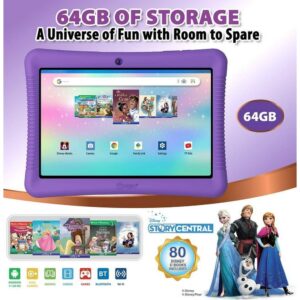 Contixo Kids Tablet, K102 Tablet for Kids and Tablet Sleeve Bag Bundle,10-inch HD, Ages 3-7, Toddler Tablet with Camera, Parental Control, Android 10, 64GB, WiFi, Learning Tablet for Kids - Purple