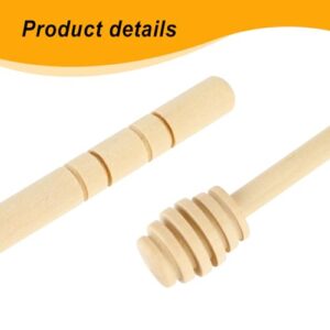 Qianyu 2 Pcs Wooden Honey Mixing Stirrers 6 Inch / 15cm Mini Reusable Wooden Dipper Sticks Server for Honey and Syrup Jar Dispense Drizzle Jam Honey Dippers Spoons Honeycomb Sticks