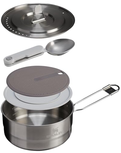 Stanley Wildfare Pro 5-Piece Saucepan Cookset | 2 qt Saucepan with Fold & Lock Handle | Camping Essentials for Your Camp Kitchen