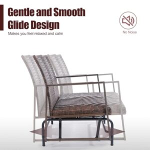 Wicker 2 Person Patio Glider with Double Weaved Wicker Seat, Powder Coated Aluminum Frame, 50" W x 25.5" D x 35.5" H, 400 Lb Weight Capacity