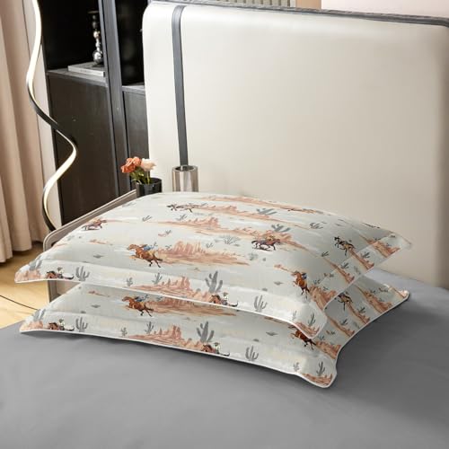 Southwest Style 100% Cotton Duvet Cover Twin Rustic Farmhouse Bedding Set Desert Cactus Plant Comforter Cover Country Cowboy Cowgirl Grey Bed Sets with 1 Pillowcase