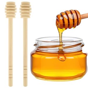 qianyu 2 pcs wooden honey mixing stirrers 6 inch / 15cm mini reusable wooden dipper sticks server for honey and syrup jar dispense drizzle jam honey dippers spoons honeycomb sticks