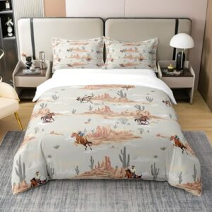 southwest style 100% cotton duvet cover twin rustic farmhouse bedding set desert cactus plant comforter cover country cowboy cowgirl grey bed sets with 1 pillowcase