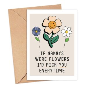 YoungGift If Nannys Were Flowers I'd Pick You Everytime - Nanny Birthday Card - Mother's Day Card For Nanny - Flower Card - Gift For Nanny - Thank You Card For Your Nanny