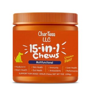 15-in-1 multivitamin dog or cat chews - salmon oil, immune support, heart health, hip and joint health - 130 soft chews