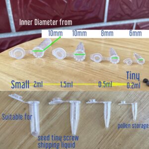 GIFTED LUGAR 200 Piece 0.5 ml Microcentrifuge Tube Graduated Holder Vial Tiny Container with Snap Cap, Clear EP Tube for Tiny Seeds Pollen Liquid Storage