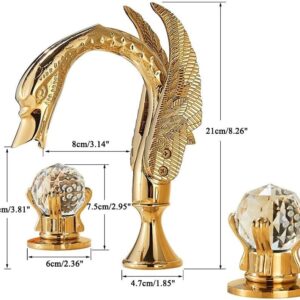 MIYANXI Luxury Gold 3Pcs Washbasi Sink Tap Bathroom Faucet 2 Handles Bath Mixer Home Improvement Beauty Bathtub Mixer Taps (Color : Gold),Kitchen Sink Faucet, Chrome Polish, WJ5501