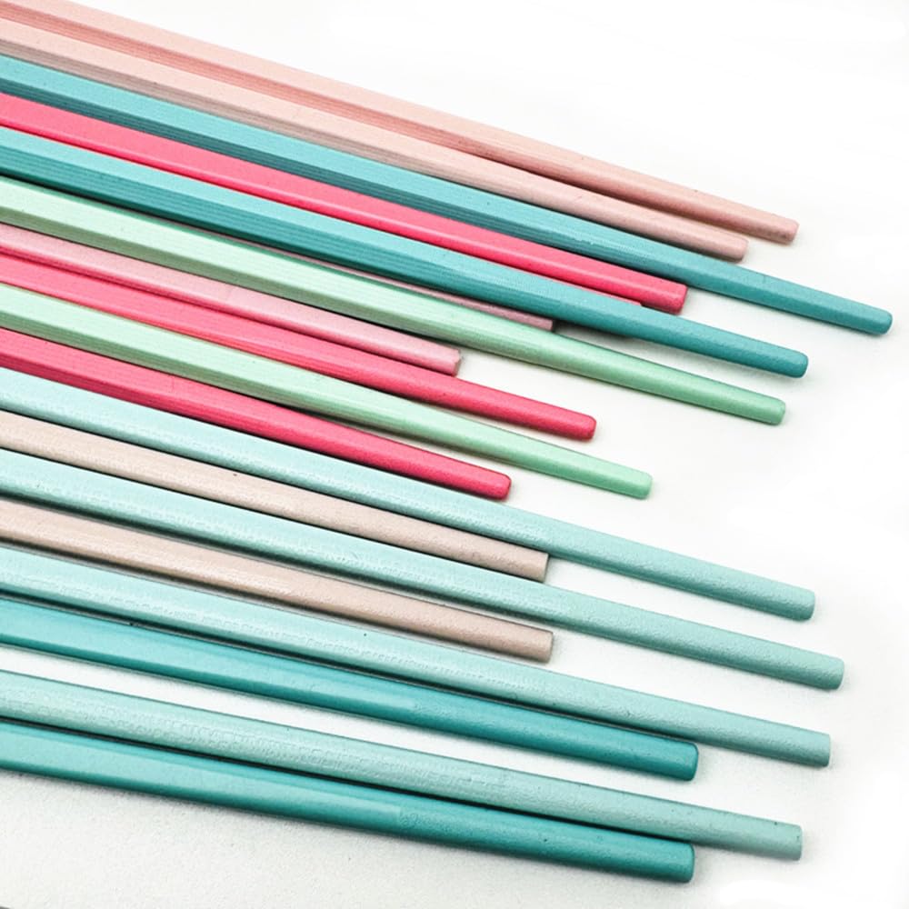 10 Pairs Fiberglass Reusable Chopsticks, Non-Slip,Chopsticks Set for Sushi, Ramen,Dumpling, Asian Cuisine,Noodles, Bento Box,Chinese Japanese Korean Food, Pink+Teal