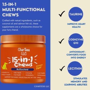 15-in-1 Multivitamin Dog or Cat Chews - Salmon Oil, Immune Support, Heart Health, Hip and Joint Health - 130 Soft Chews