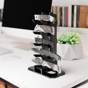 Cosmos Acrylic Knife Display Stand, Pocket Knife Holder EDC Knife Organizer Rack Folding Knife Display Case Multitool Storage Shelf Dagger Stand for Collection, Home Decoration (Solid Black)