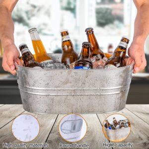 2 Pack Galvanized Tub 4 Gallon Ice Bucket Large Metal Drink Buckets for Parties Beer Beverage Tub with Carry Handles for Champagne Cocktails Wine Cooling for Mimosa Bar Supplies