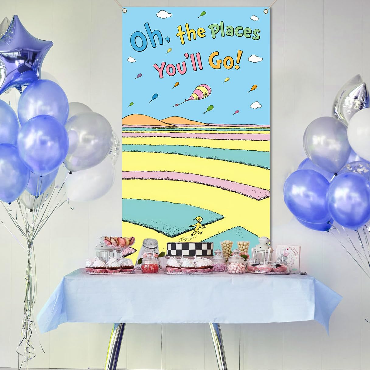 Oh The Places You'll Go Door Cover Graduation Party Decor Front Door Porch Banner Photography Decoration