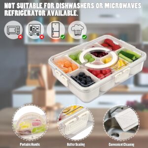 TAROSE Divided Serving Tray with Lid and Handle, Portable Snack Containers Snackle Box Snack Tray with Lid, Veggie Tray Charcuterie Boxes Fruit Tray Candy Organizer (8 Compartments)