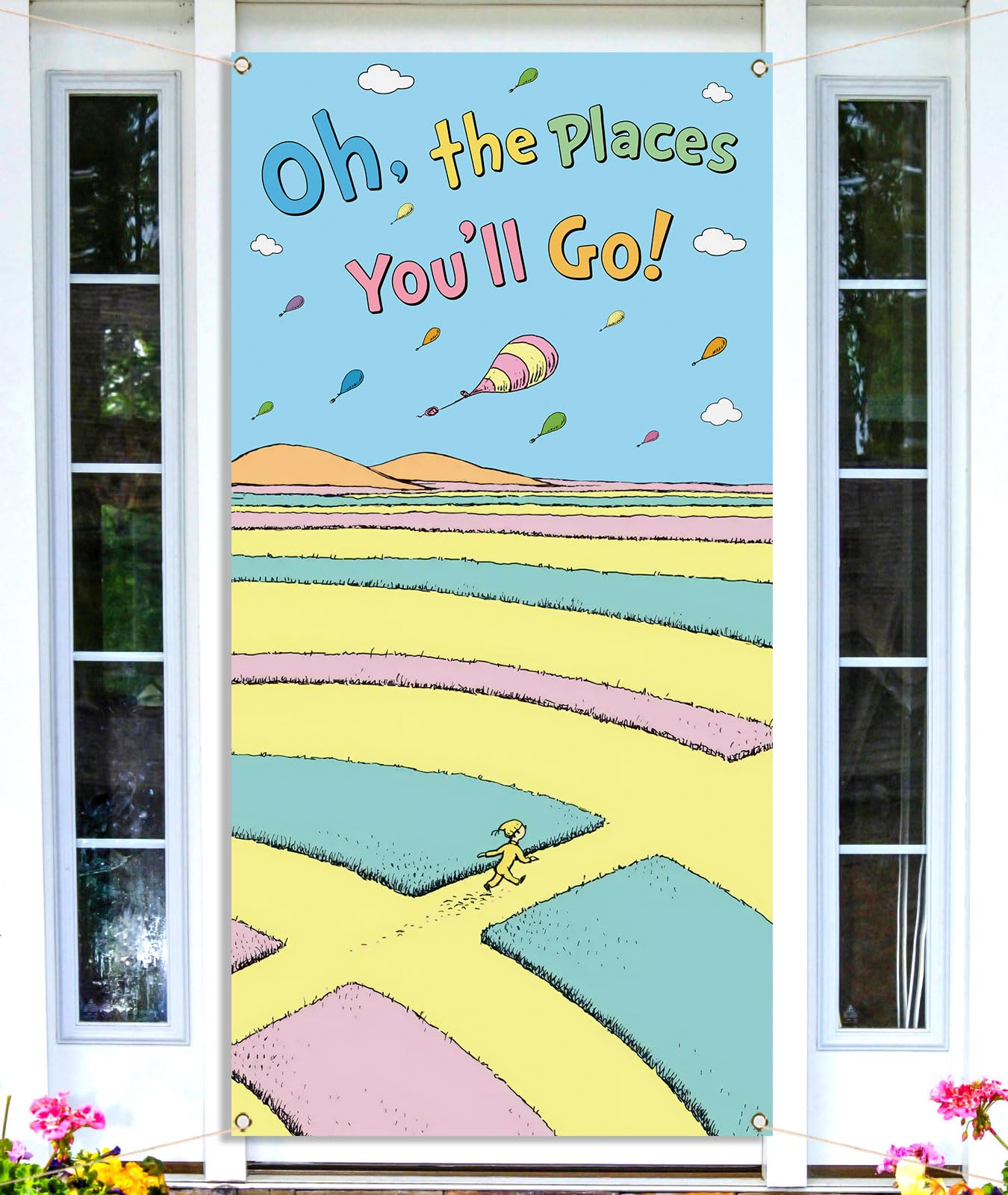 Oh The Places You'll Go Door Cover Graduation Party Decor Front Door Porch Banner Photography Decoration