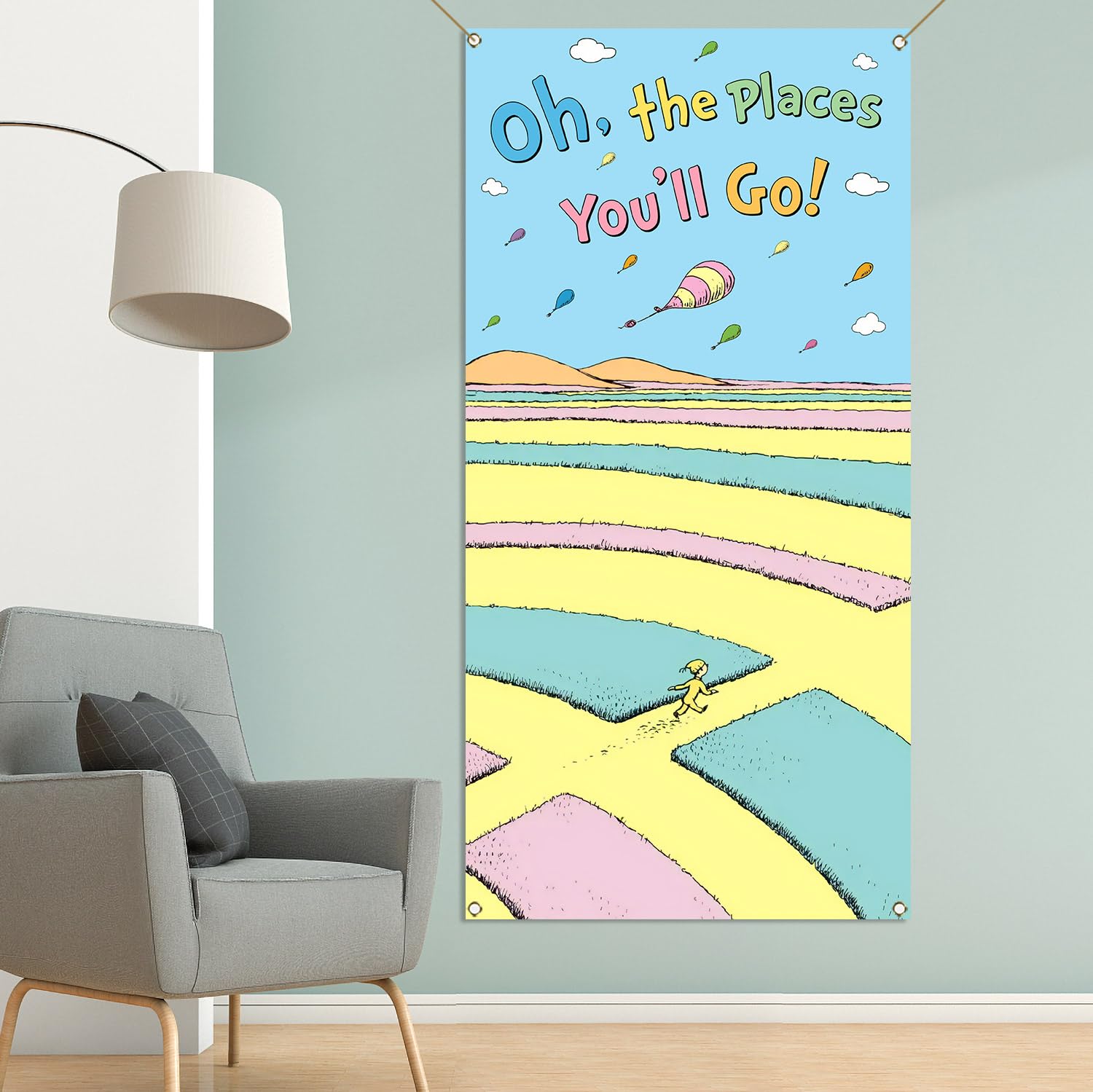 Oh The Places You'll Go Door Cover Graduation Party Decor Front Door Porch Banner Photography Decoration