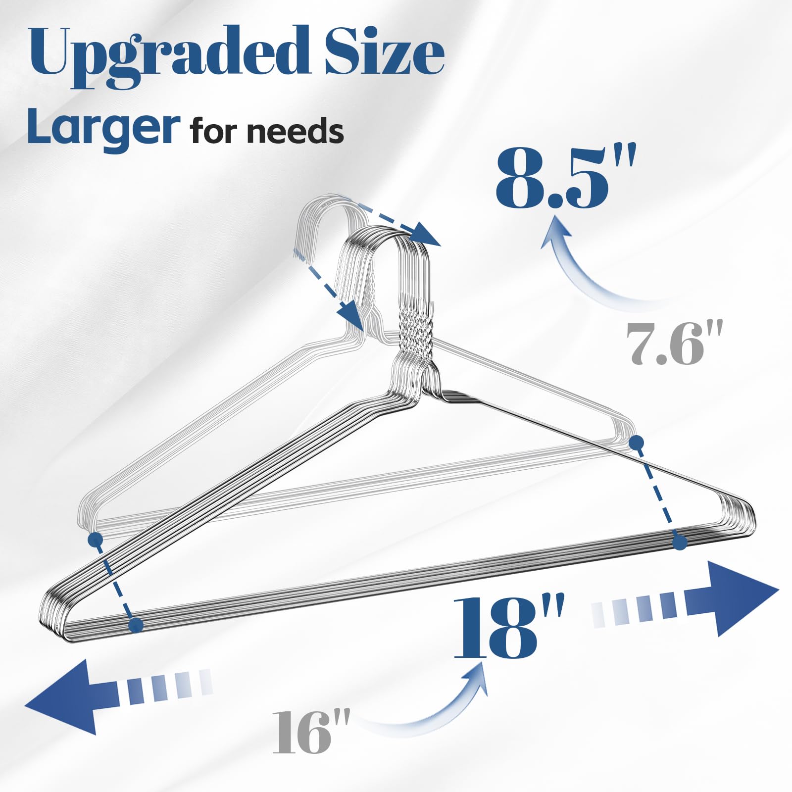 SPECILITE 18'' Wire Hangers 100 Pack, Metal Wire Clothes Hanger Bulk for Coats, Space Saving Metal Hangers Non Slip 12 Gauge Ultra Thin for Standard Size Suits, Shirts, Pants, Skirts-Silver