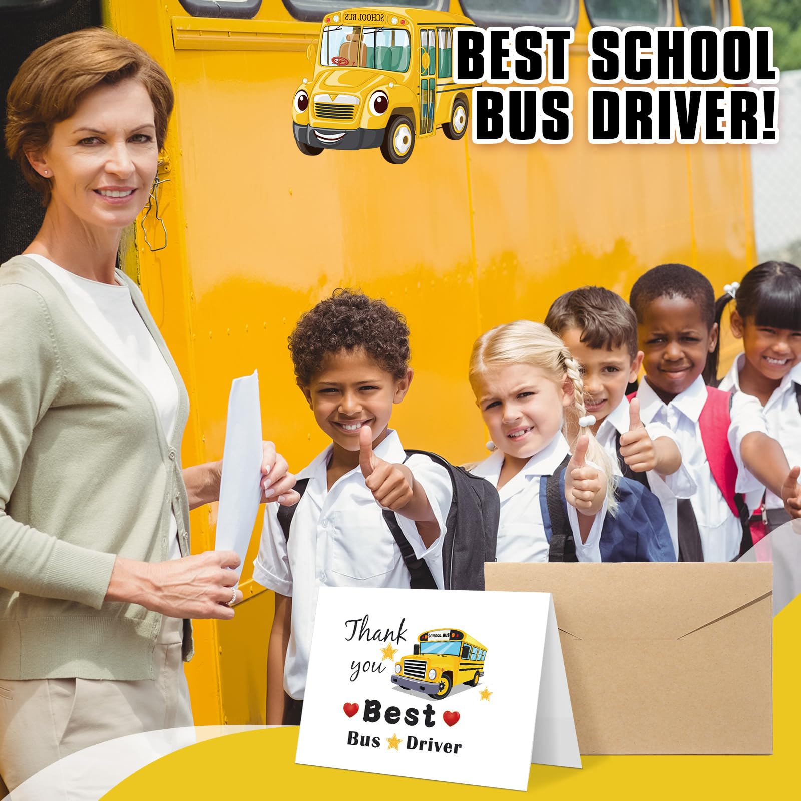 Motiskyy 36 Pack School Bus Driver Thank You Cards Back to School Bus Driver Greeting Cards School Bus Driver Appreciation Gifts Thank You for Keeping Me Safe Bus Driver for Graduation Retirement