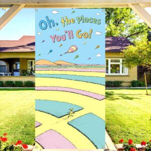 Oh The Places You'll Go Door Cover Graduation Party Decor Front Door Porch Banner Photography Decoration