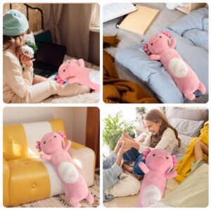 NXNYNZ Pink Long Axolotl Plush Body Pillow, Cute Axolotl Stuffed Animal, Axolotl Body Pillow Long Plush Doll for Kids Children Adults Gifts 47"