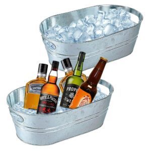 2 pack galvanized tub 4 gallon ice bucket large metal drink buckets for parties beer beverage tub with carry handles for champagne cocktails wine cooling for mimosa bar supplies