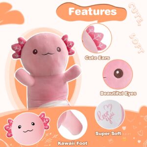 NXNYNZ Pink Long Axolotl Plush Body Pillow, Cute Axolotl Stuffed Animal, Axolotl Body Pillow Long Plush Doll for Kids Children Adults Gifts 47"