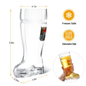 Burns Glass Das Boot Beer Glass for Oktoberfest, 1.35 Liter Large Beer Mug, Funny Restaurants German Stein Beer Glasse Great Bachelor Party Gift, Set of 1