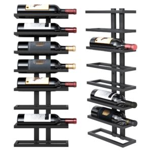 hoctieon 8 tier wall mount wine rack, metal wine rack for wall, wall wine racks for wine bottles, wine display for wall mounted, black metal wine rack wall mounted, black