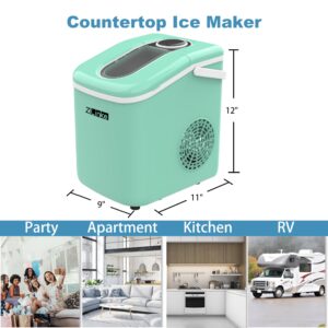 Countertop Ice Cube Maker, Ice Maker Machine 6 Mins 9 Bullet Ice, 26.5lbs/24Hrs, Portable Ice Maker Machine with Self-Cleaning, Ice Scoop, and Basket