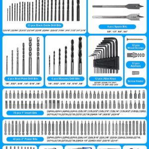 Drill Bit Set Screwdriver Bit Set, 201 Pcs Impact Driver Bits Kit with Carry Case, Combo Kit for Wood Metal Cement Drilling and Screwdriving, Tools for Gift and Home Maintenance