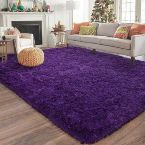 Ailyei Soft Shag Rugs for Bedroom, 4x6 Purple Fluffy Shaggy Rugs for Living Room Nursery, Luxury Modern Plush Carpet Girls Boys Kids Room Dorm Indoor Home Decor, Upgrade Non-Slip