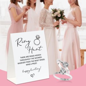 Ring Hunt Game(30 Rings with One Sign), Minimalistic Bridal Shower Game, Fun Wedding Game/Engagement Party Game, Bridal Shower Decorations-RH06