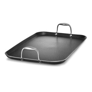 hexclad hybrid nonstick double burner griddle, compatible with all cooktops, oven-safe up to 500ºf, metal-utensil safe