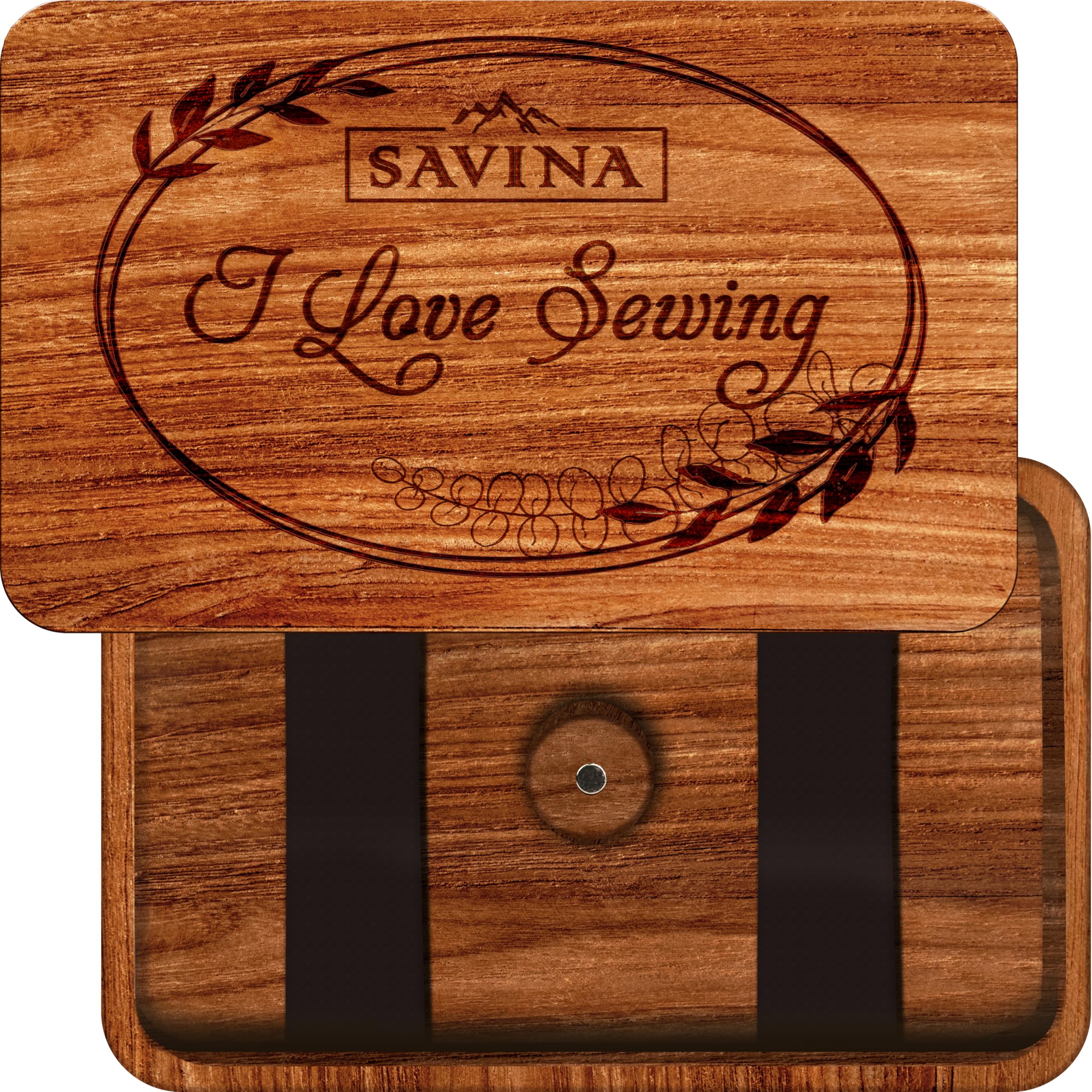 SAVINA Sewing Needle Storage Box - DIY Wooden Sewing Pins Organizer. Perfect For Quilters, Sewers, Tailors (1 Pieces)