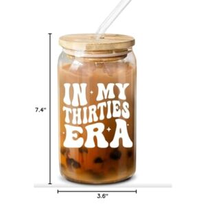 NewEleven 30th Birthday Gifts For Women - 30s Birthday Decorations For Women - 30 Year Old Gifts For Her, Women, Sister, Mom, Daughter, Best Friend - In My Thirties Era Glass - 16 Oz Coffee Glass