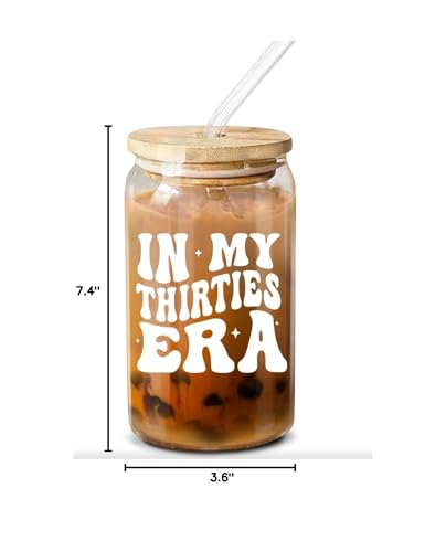 NewEleven 30th Birthday Gifts For Women - 30s Birthday Decorations For Women - 30 Year Old Gifts For Her, Women, Sister, Mom, Daughter, Best Friend - In My Thirties Era Glass - 16 Oz Coffee Glass